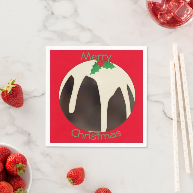 Lawn Bowls Christmas Pudding, Napkin (Insitu)