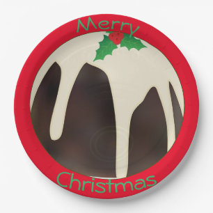 Lawn Bowls Christmas Pudding, Paper Plate