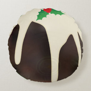 Lawn Bowls Christmas Pudding, Round Cushion