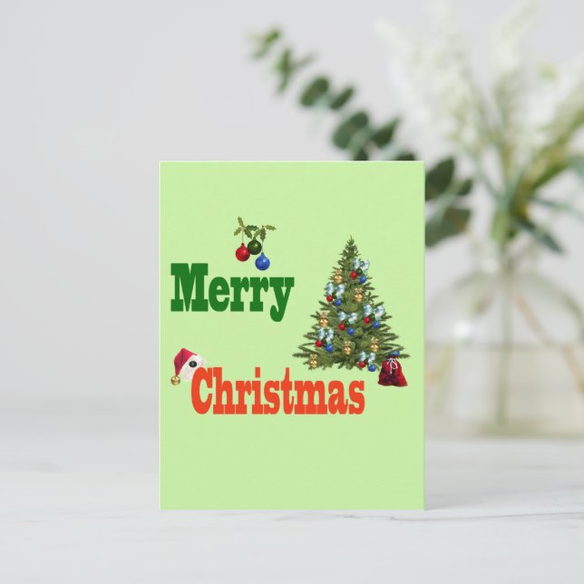 Lawn Bowls Christmas Tree And Stocking,  Holiday Postcard (Standing Front)