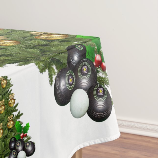 Lawn Bowls Christmas Tree Design, Tablecloth (In Situ)