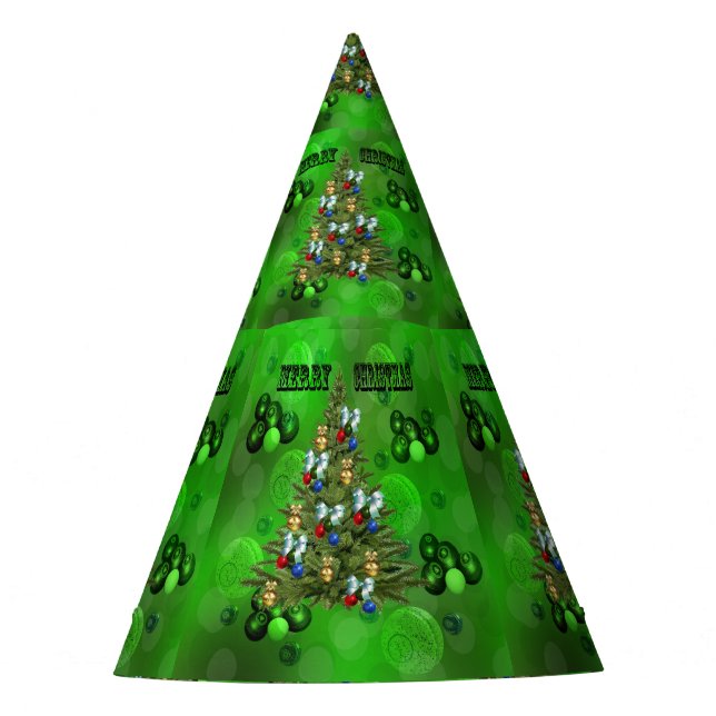 Lawn Bowls Christmas Tree, Party Hat (Front)
