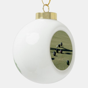 Lawn Bowls Close Call, Ceramic Ball Christmas Ornament