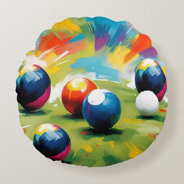 Lawn Bowls Color Splash,  Round Cushion (Front)