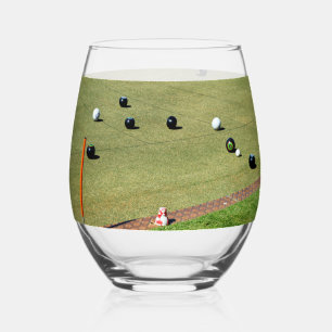 Lawn Bowls Competition Game In Action, Stemless Wine Glass
