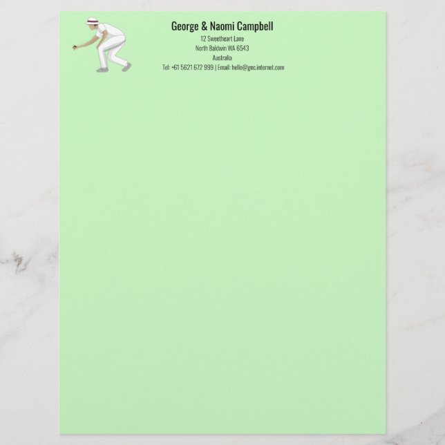 Lawn Bowls Custom Letterhead (Front)