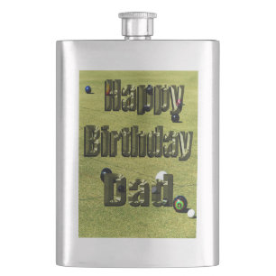 Lawn Bowls Dad Happy Birthday, Hip Flask
