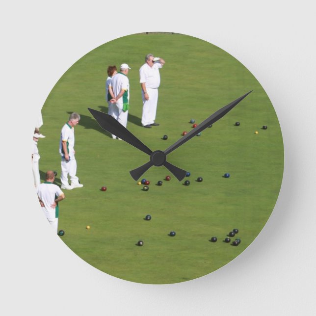 Lawn Bowls England Round Clock (Front)