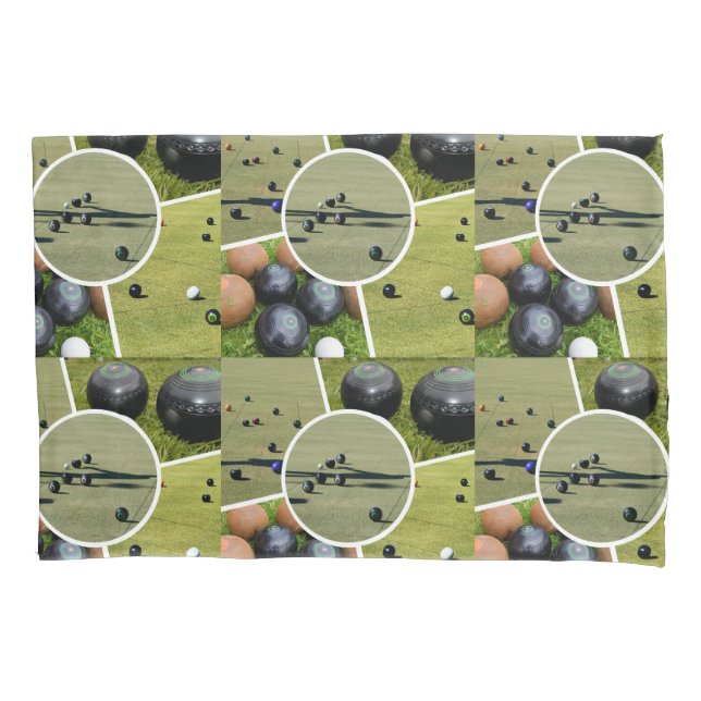 Lawn Bowls Five Picture Collage, Pillowcase (Front)