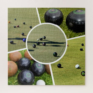 Lawn Bowls Five Picture Photo Collage, Jigsaw  Jigsaw Puzzle