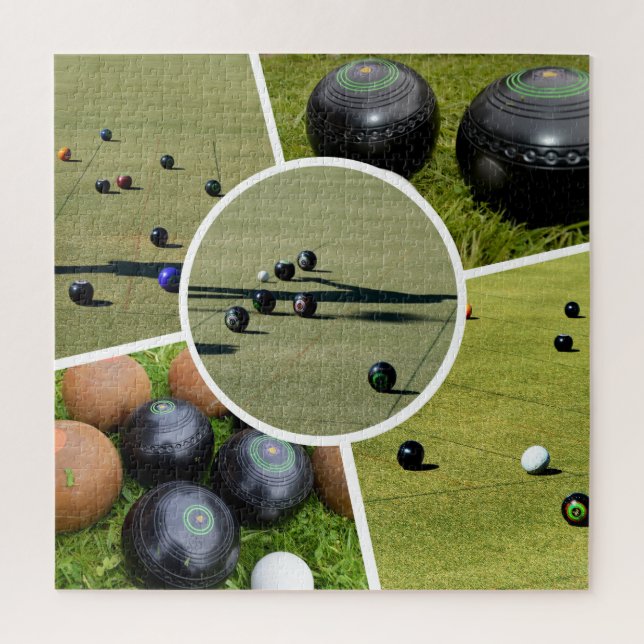 Lawn Bowls Five Picture Photo Collage, Jigsaw  Jigsaw Puzzle (Vertical)