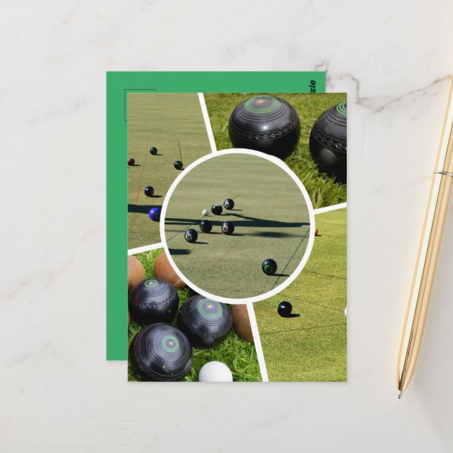 Lawn Bowls Five Picture Photo Collage, Postcard (Front/Back In Situ)