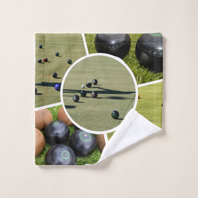 Lawn Bowls Five Picture Photo Collage, Wash Cloth (Wash Cloth)