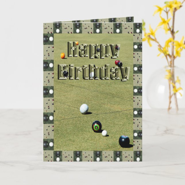 Lawn Bowls Framed Birthday Card, Card (Yellow Flower)