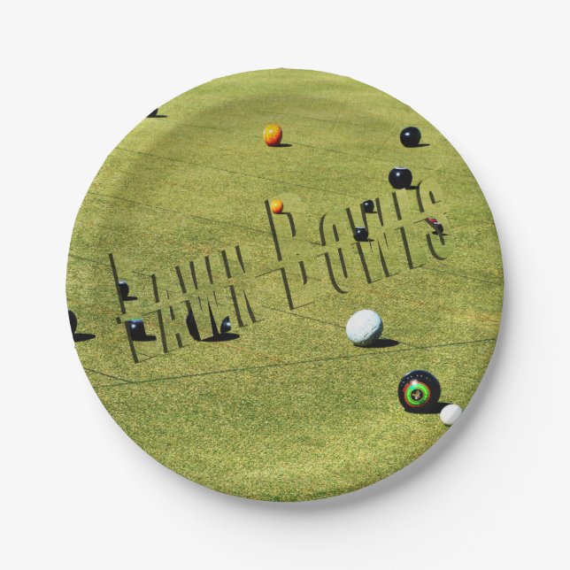 Lawn Bowls Game And Logo, Paper Party Plate. Paper Plate (Front)