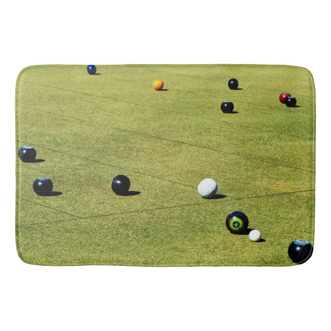 Lawn Bowls Game, Large Memory Foam Bath Mat (Front)