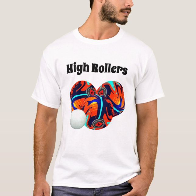 Lawn Bowls High Rollers, Mens Tshirt (Front)