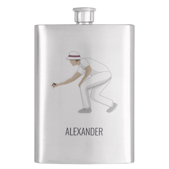 Lawn Bowls Hip Flask (Front)