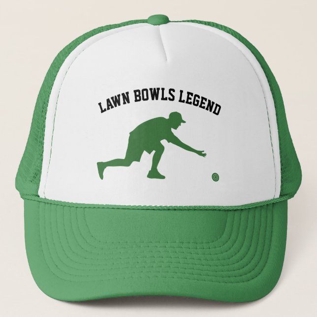 Lawn Bowls Legend Green Trucker Hat (Front)