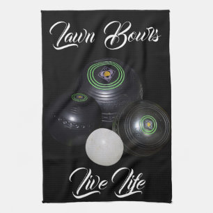 Lawn Bowls Live Life, Tea Towel