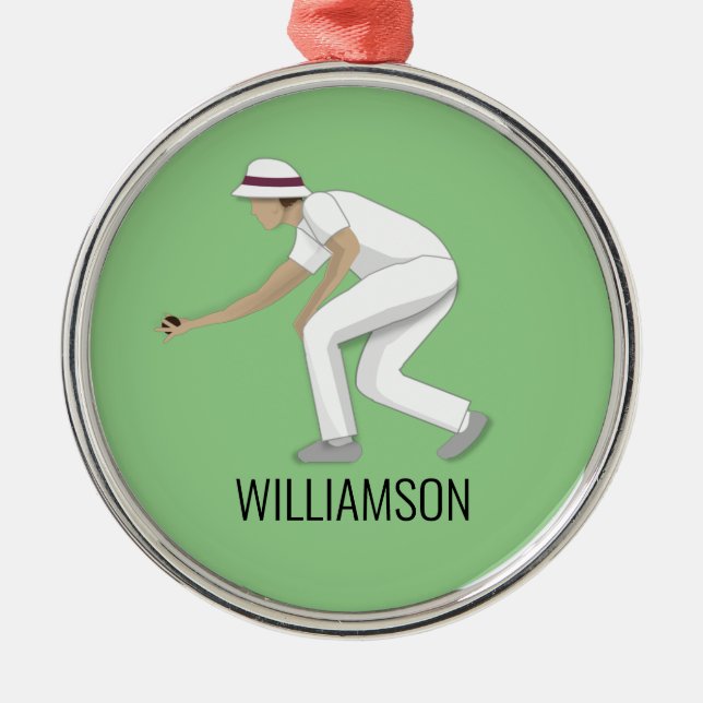 Lawn Bowls Metal Tree Decoration (Front)