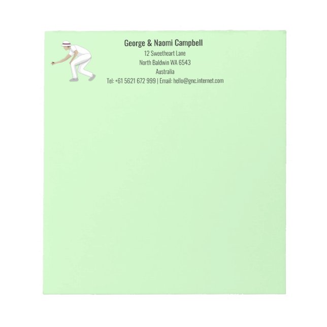 Lawn Bowls Notepad (Front)