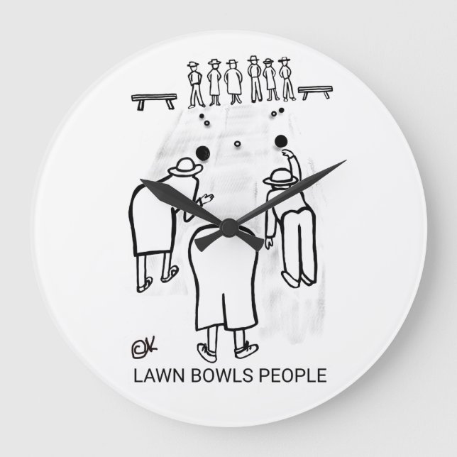 Lawn Bowls People Large Clock (Front)