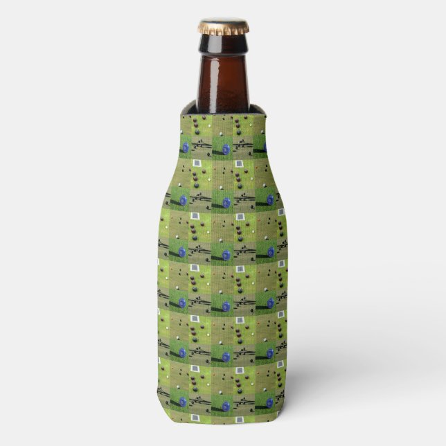 Lawn Bowls Photo Collage, Bottle Cooler (Bottle Front)