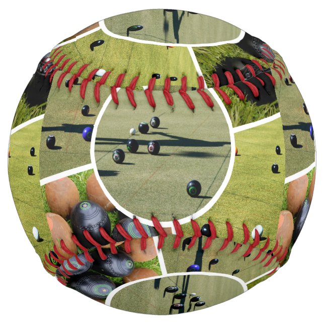 Lawn Bowls Photo Collage, Customizable Softball (Front)