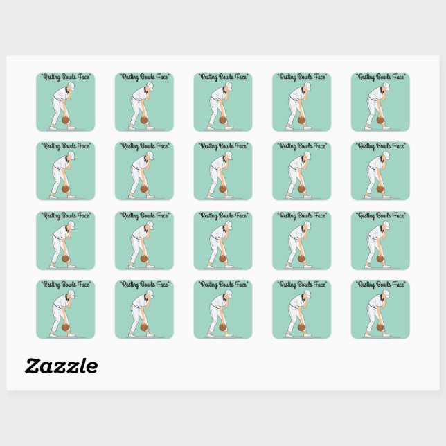 Lawn Bowls: Resting Bowls Face Square Sticker (Sheet)
