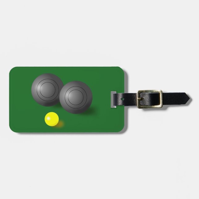Lawn Bowls, Short mat bowls, bowling luggage label (Front Horizontal)