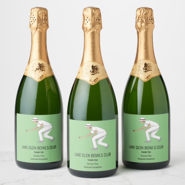 Lawn Bowls Sparkling Wine Label (Bottles)