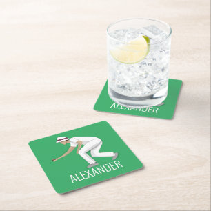 Lawn Bowls Square Paper Coaster