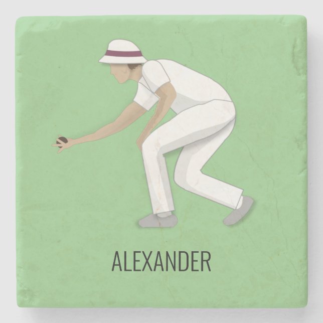 Lawn Bowls Stone Coaster (Front)