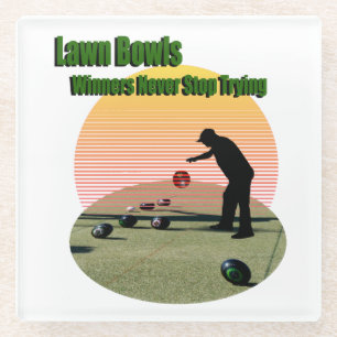 Lawn Bowls The Winners Design, Glass Coaster