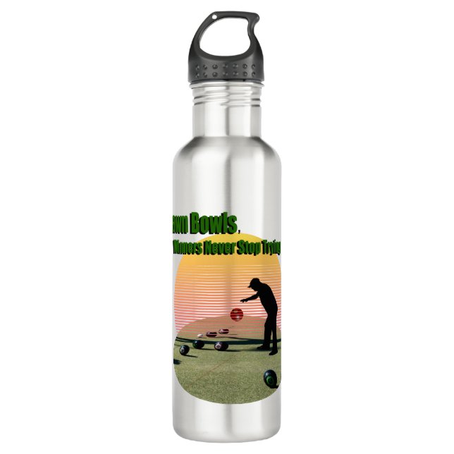 Lawn Bowls The Winners Design, Water Bottle (Front)