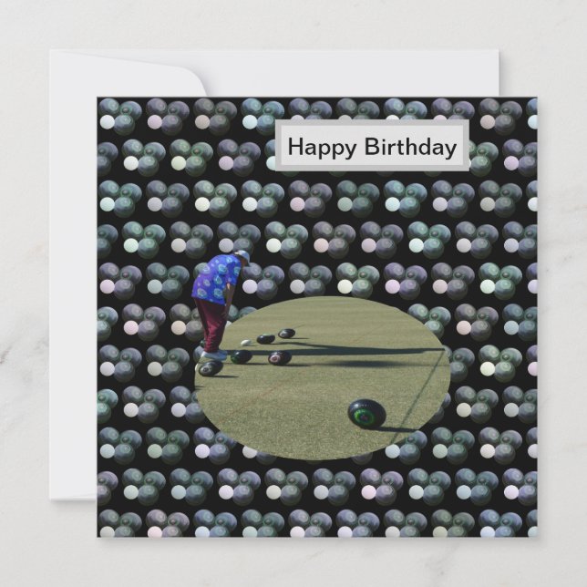 Lawn Bowls With Bowler, Flat Birthday Card, Card (Front)