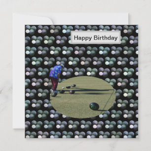 Lawn Bowls With Bowler, Flat Birthday Card, Card
