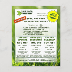 Lawn Care 1 SIDED Flyer ADD LOGO Custom Coupons