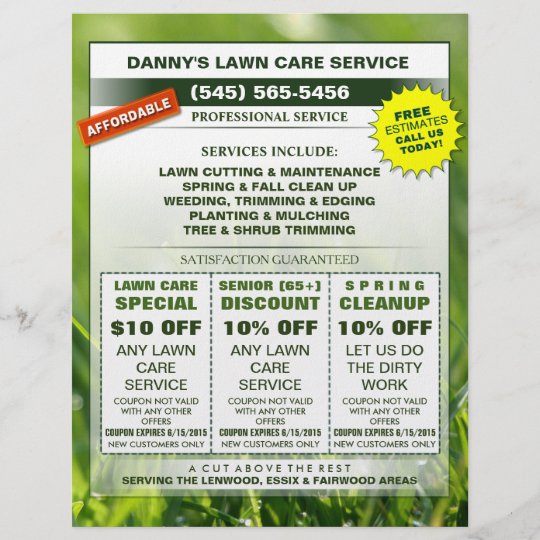 Lawn Care 8 5 X 11 Coupon Promotion Business Flyer Zazzle Co Uk