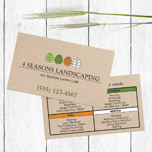 Lawn Care and All Season  Landscaping Business Card