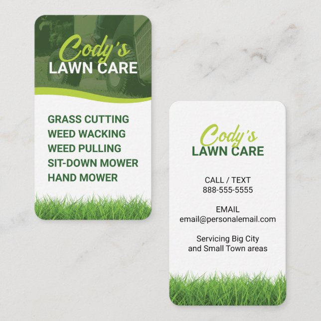 Lawn Care and Grass Cutting Landscape Maintenance Business Card (Front/Back)