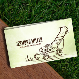 Lawn care and landscaping - lawnmower drawing business card