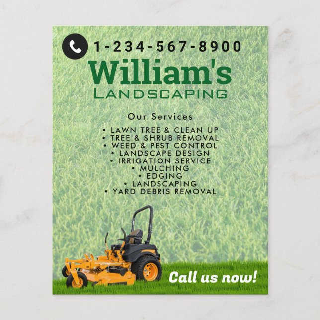 Lawn Care and Landscaping  Mowing Garden Care Flyer (Front)