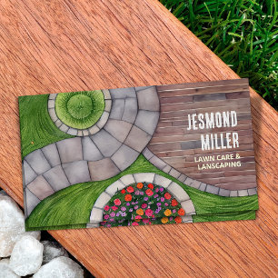 Lawn care and landscaping - watercolor art business card