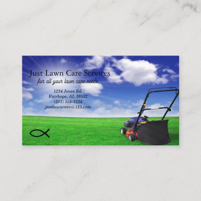 Lawn Care Blue Sky Business Card (Front)