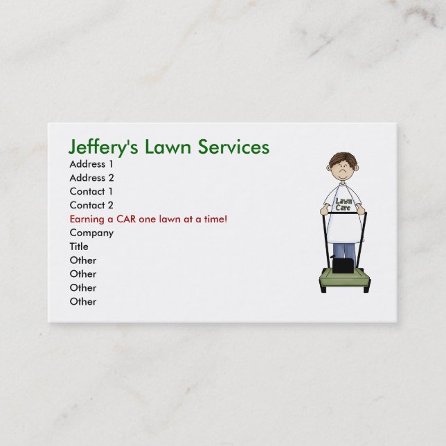 Lawn Care. Business Card (Front)