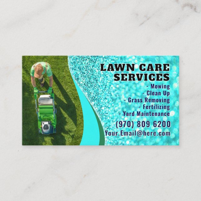 Lawn Care Business Card Landscaping Mowing Grass (Front)