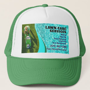 Lawn Care Business Card Landscaping Mowing Grass Trucker Hat