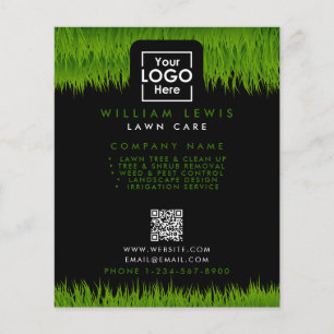 Lawn Care Business Logo Landscape QR Code Black Flyer